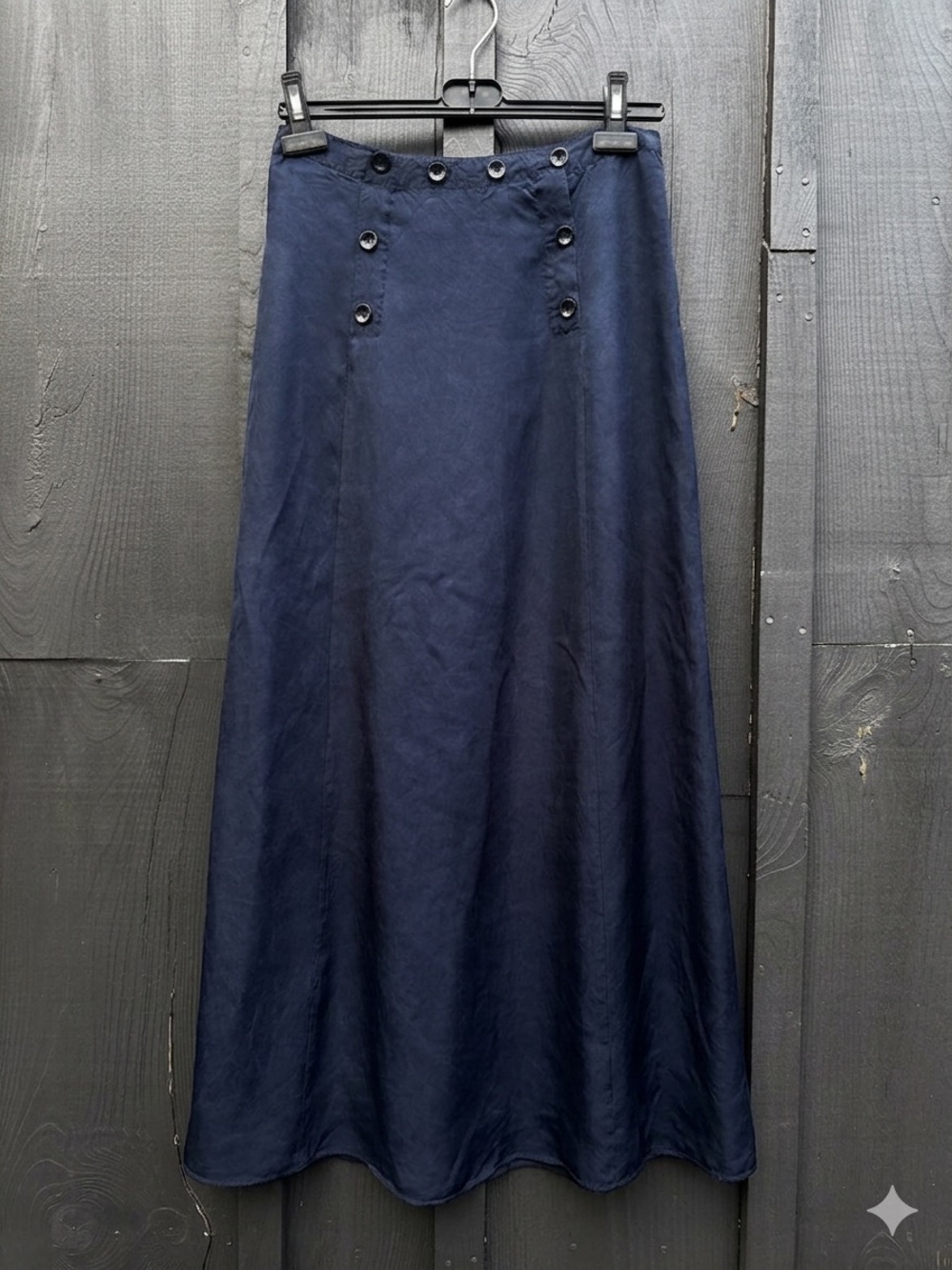 Club Monaco Navy Sailor Button-Front A-Line Cupro Skirt